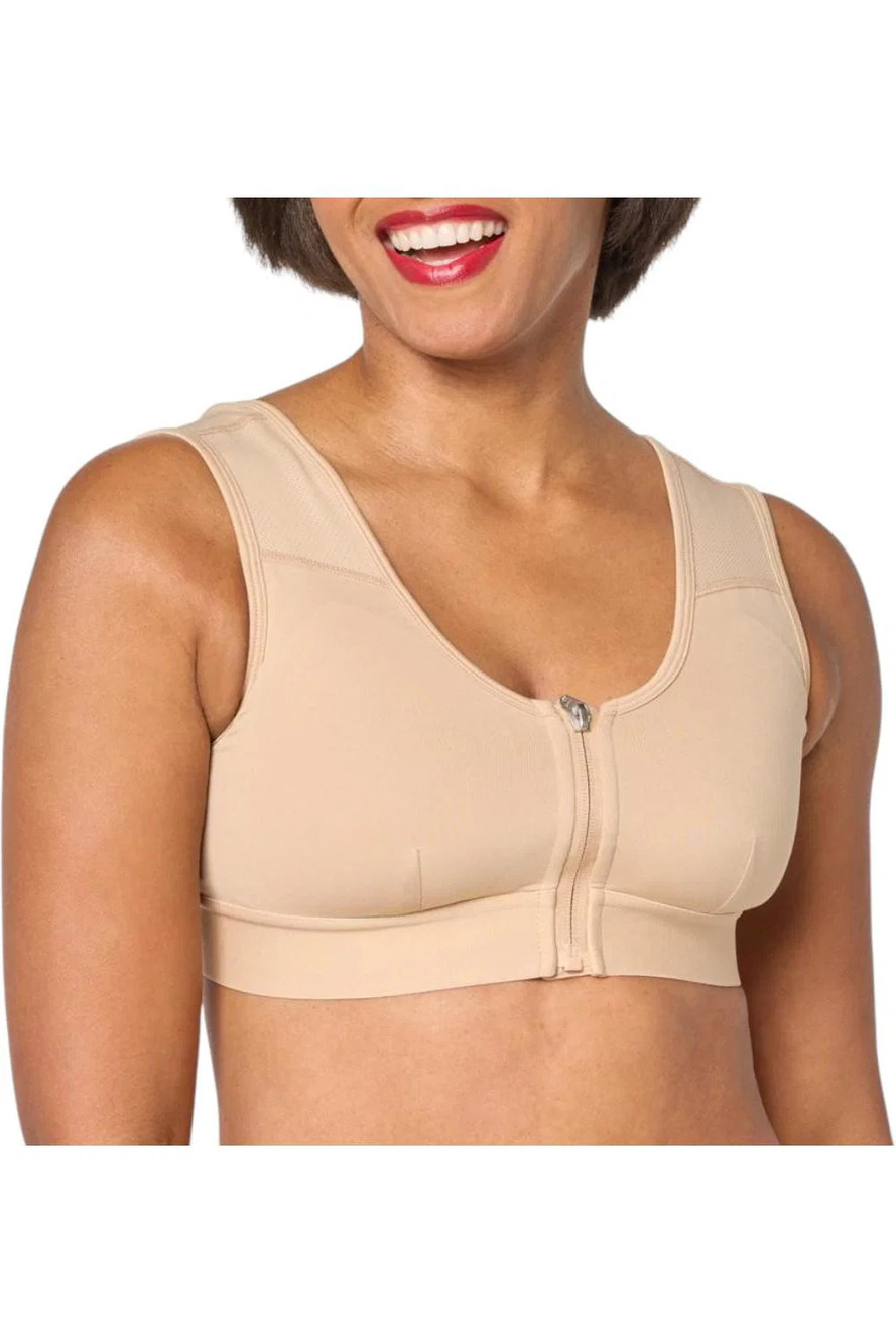 Copper Life Womens AirKnit Shoulder Support Bra w/ Zipper Nude - Regular